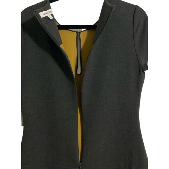 Elizabeth & James Charcoal Fit Flare Dress With Mustard Hem Detail size 10 - Picture 4 of 13